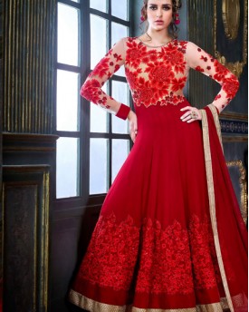Amazing Red Hot Anarkali Gown